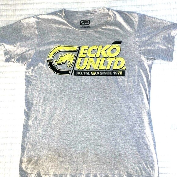 Ecko Unltd Graphic Tee - Gray/Neon Yellow MEDIUM - Picture 1 of 4